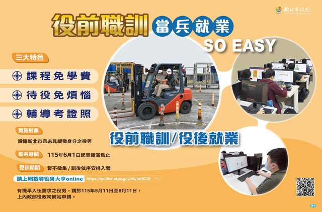 新北市115年役前職訓宣導海報