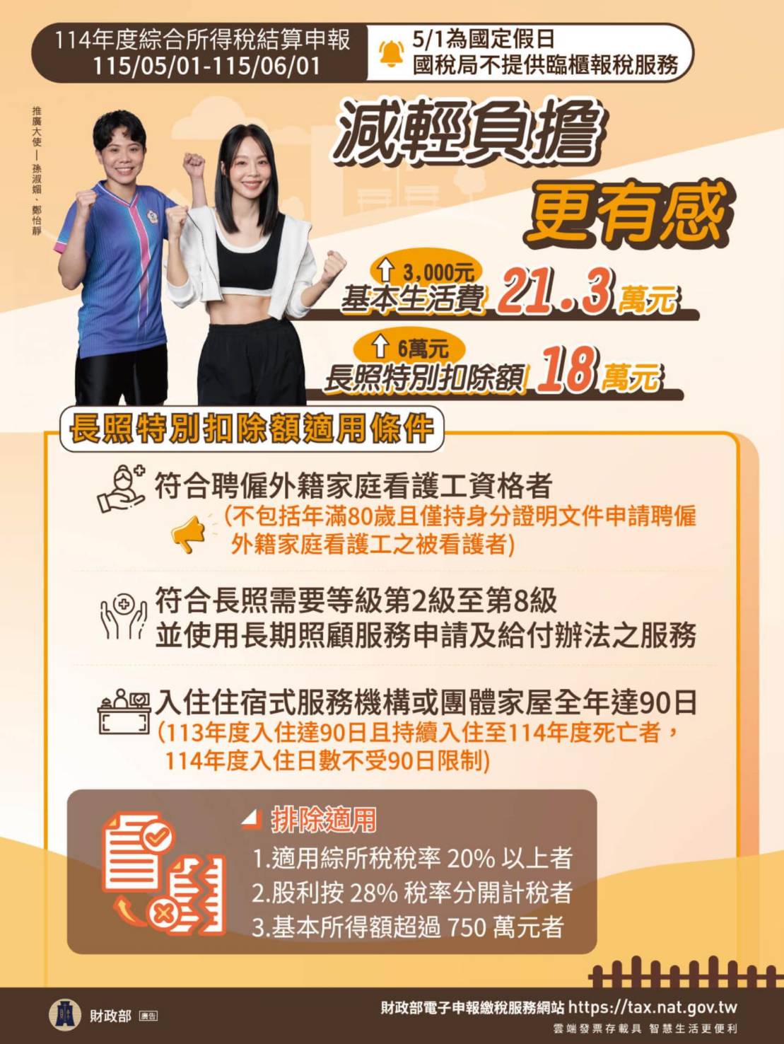 114年度綜合所得稅結算申報宣導海報-減輕負擔更有感